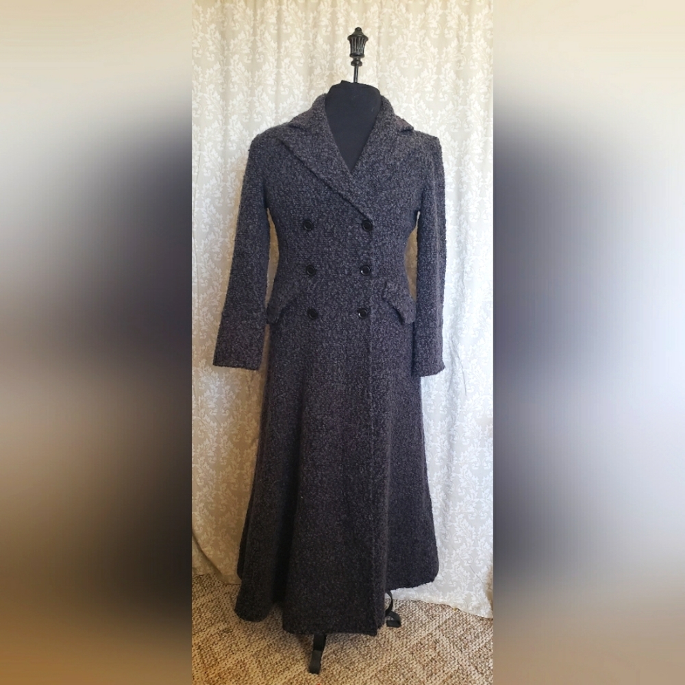 Tweed Grey long pea coat